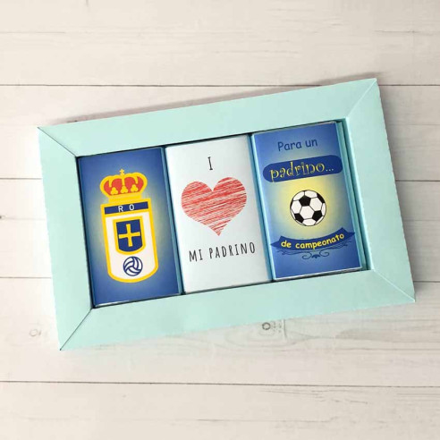 Chocolates con mensaje "Para un padrino de campeonato" Real Oviedo