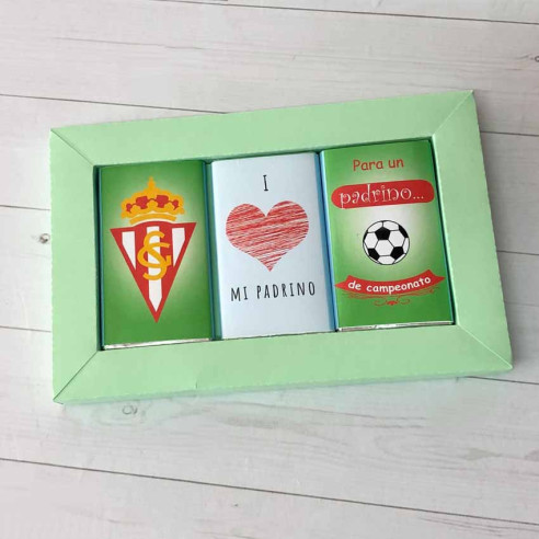 Chocolates con mensaje "Para un padrino de campeonato" Sporting de Gijón
