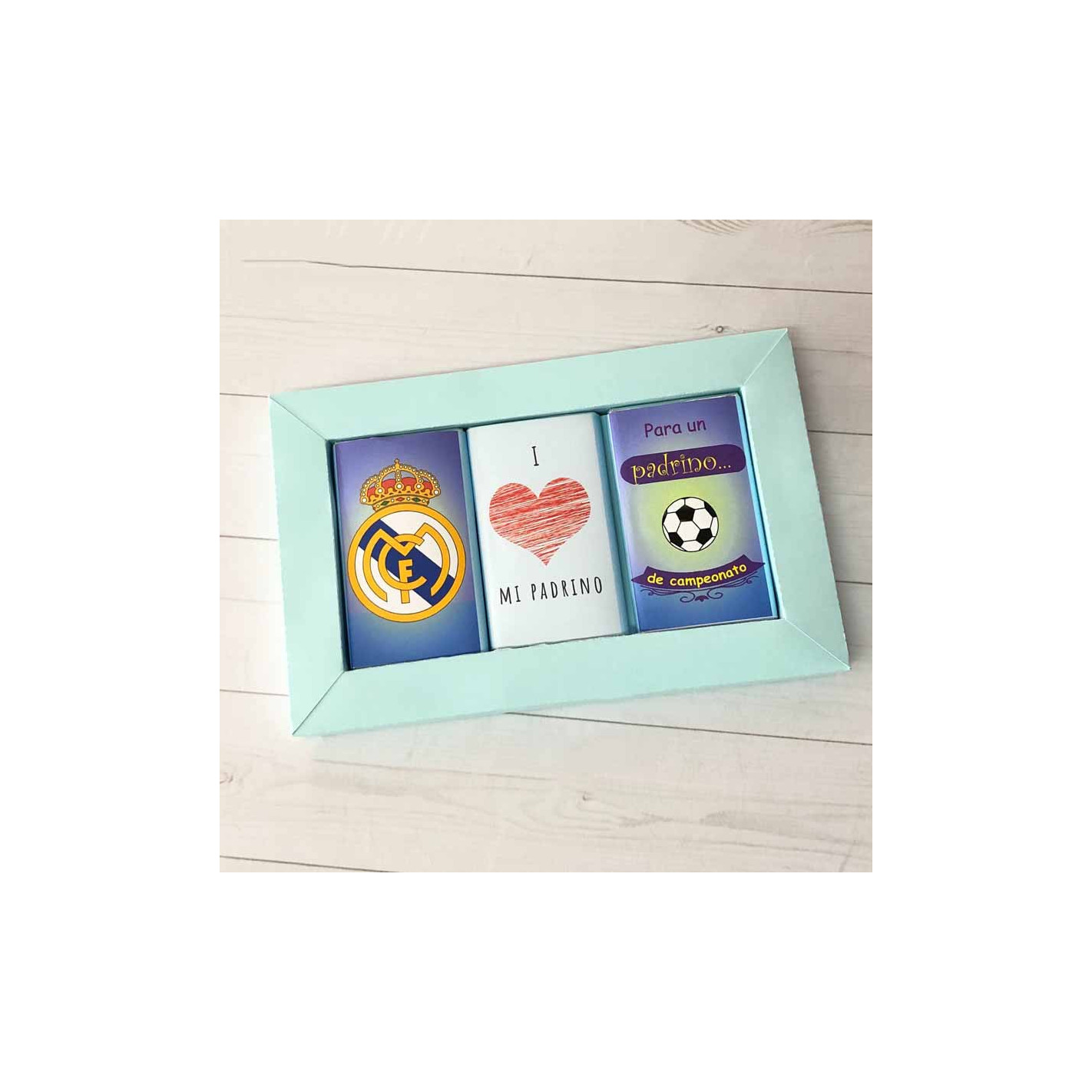 Caja Pop up regalos para padrinos de Real Madrid.