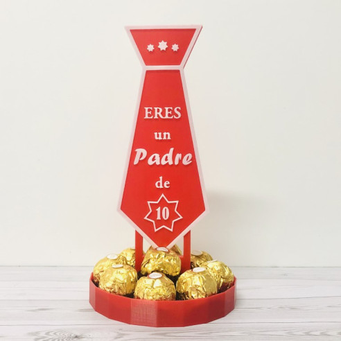 Centro CORBATA BOMBONES FERRERO ROCHER "Eres un PADRE de 10"