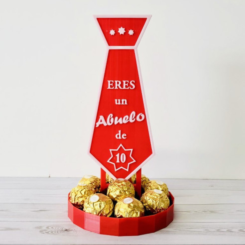 Centro CORBATA BOMBONES FERRERO ROCHER "Eres un ABUELO de 10"