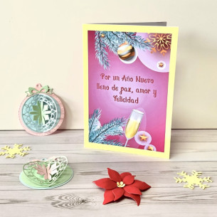 Postal navideña hecha a mano Copa de champan 2