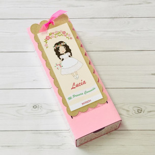 Caja PopUp con 3 bombones Ferrero Rocher para la Primera Comunión.