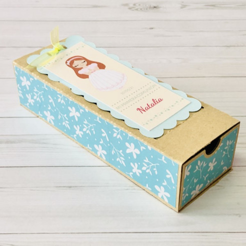 Caja PopUp con 3 bombones Ferrero Rocher para la Primera Comunión.