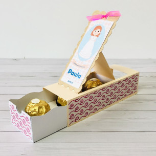 Caja PopUp con 3 bombones Ferrero Rocher para la Primera Comunión. 2
