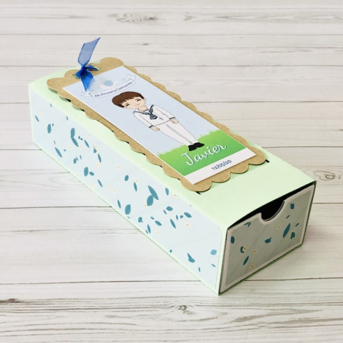 Caja PopUp con 3 bombones Ferrero Rocher para la Primera Comunión.