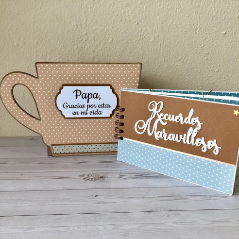 Álbum de fotos con caja en forma de Taza de café especial para papá en tonos marrones