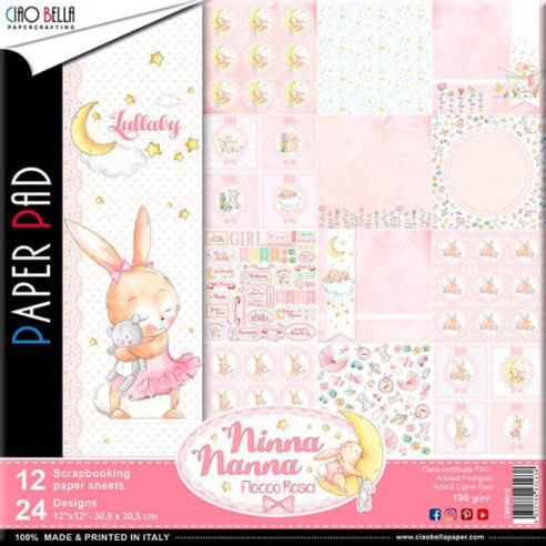 Colección papeles de scrapbooking "Ninna nanna fioco rosa"