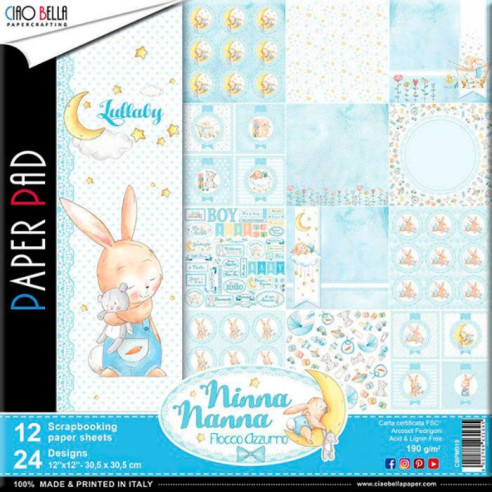 Colección papeles de scrapbooking "Ninna nanna fioco azzurro"