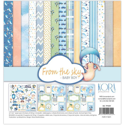 Colección papeles de scrapbooking "From the sky - Baby boy"