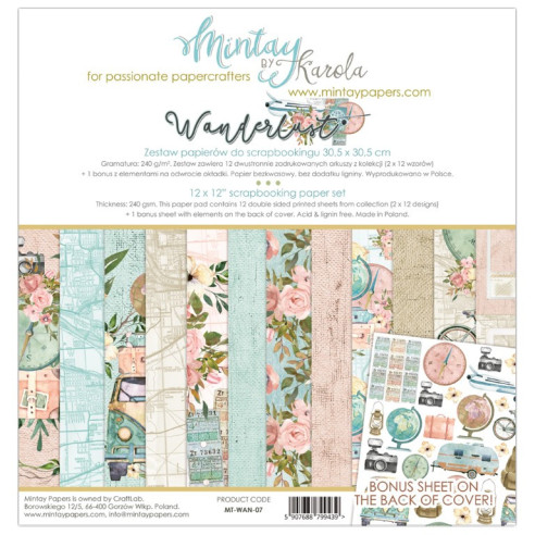 Colección papeles de scrapbooking "Wanderlust"