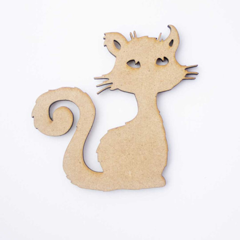 Gato de madera para decorar o pintar