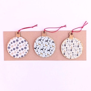 Set de 3 Bolas de Navidad de madera