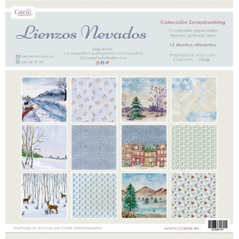 Colección papeles de scrapbooking "Lienzos nevados" Especial con textura