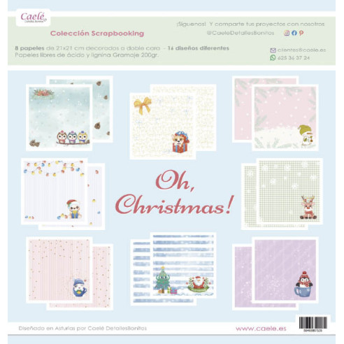 Colección papeles de scrapbooking "Oh, Christmas!" 21x21cm