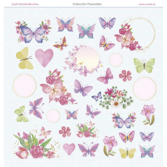 Colección papeles de scrapbooking "Paxarelías" 30.5x30.5cm