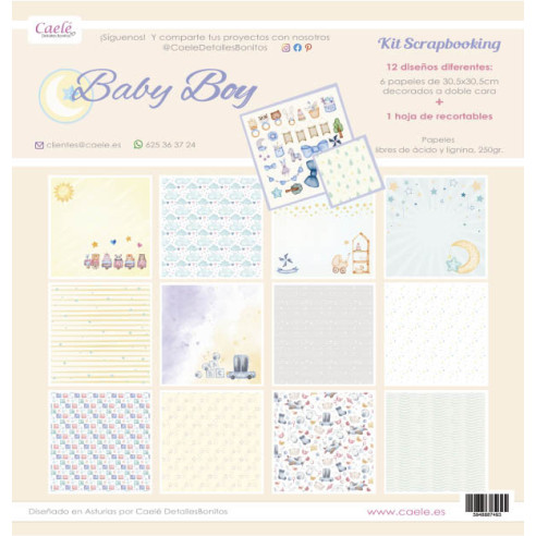 Colección papeles de scrapbooking "Baby Boy" 30.5x30.5cm