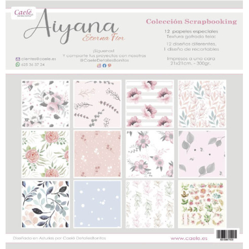 Colección papeles de scrapbooking "Aiyana" Especial con textura