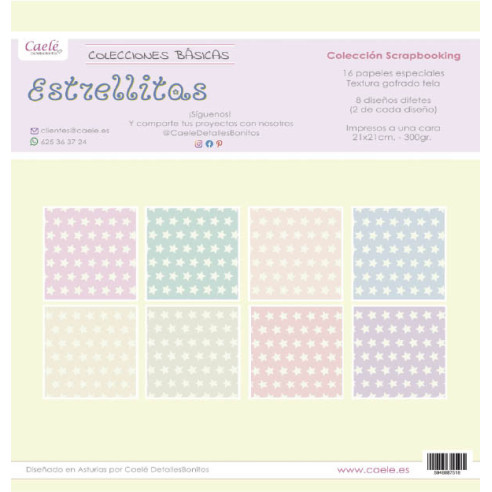 Colección papeles de scrapbooking "Estrellitas" Especial con textura