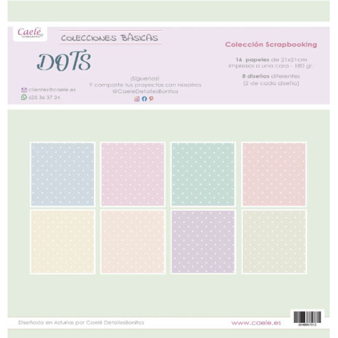 Colección papeles de scrapbooking "Dots" 21x21cm