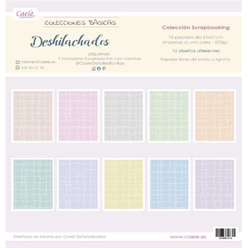 Colección papeles de scrapbooking "Deshilachados" 21x21cm