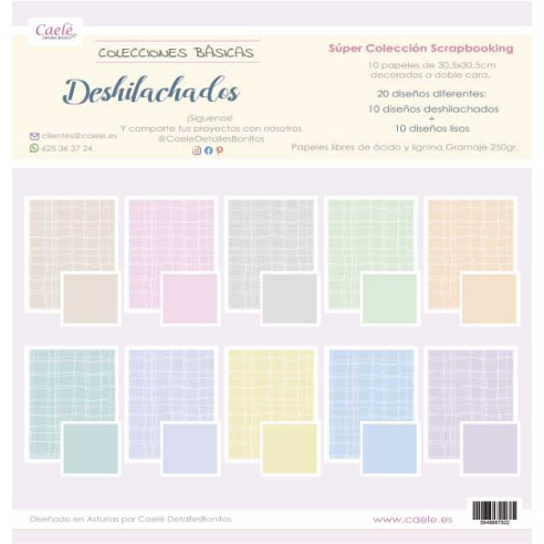 Colección papeles de scrapbooking "Deshilachados" 30.5x30.5