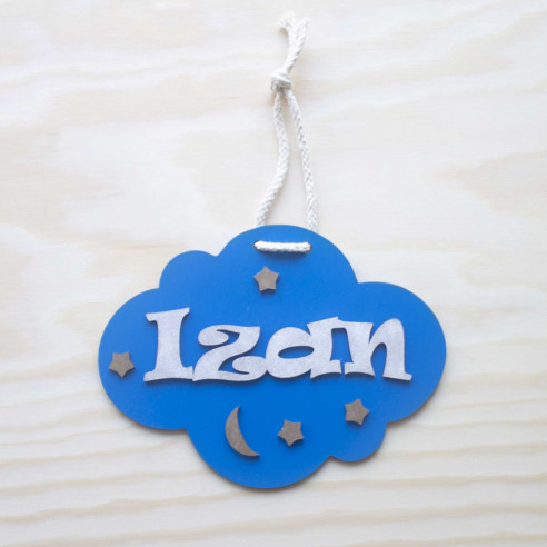 COLGANTE de MADERA con NOMBRE NUBE